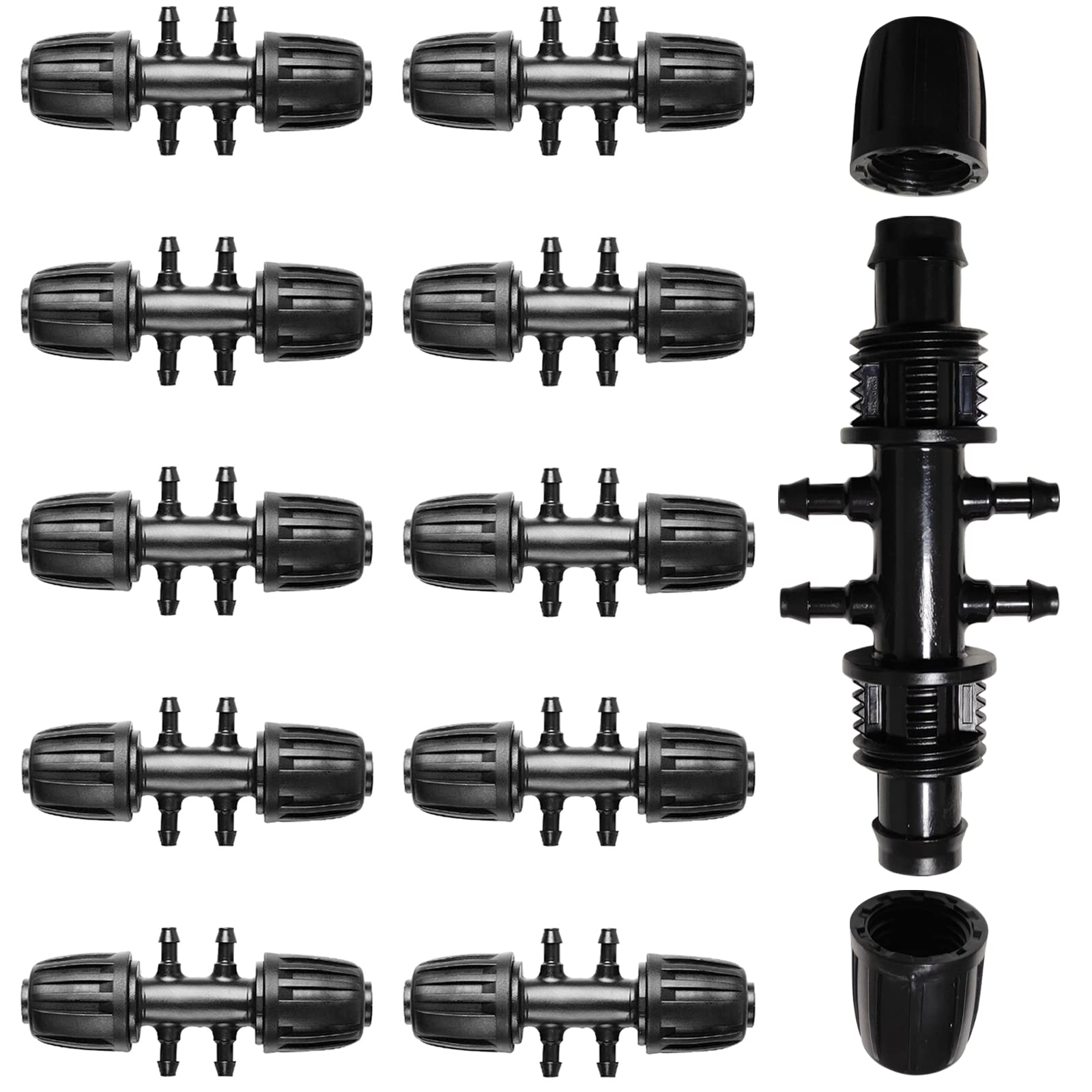 Barbed Tee 1/2 Inch To 1/4 Inch Irrigation Tube, Barbed Tee Irrigation Tube, Barbed Tee Connectors Drip Irrigation，Anti-Drop Irrigation Tube For Patio, Lawn, Farm And Garden(10pcs, Black) HOINCO