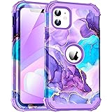 BQQFG for iPhone 12 Case,Marble Design Three Layer
