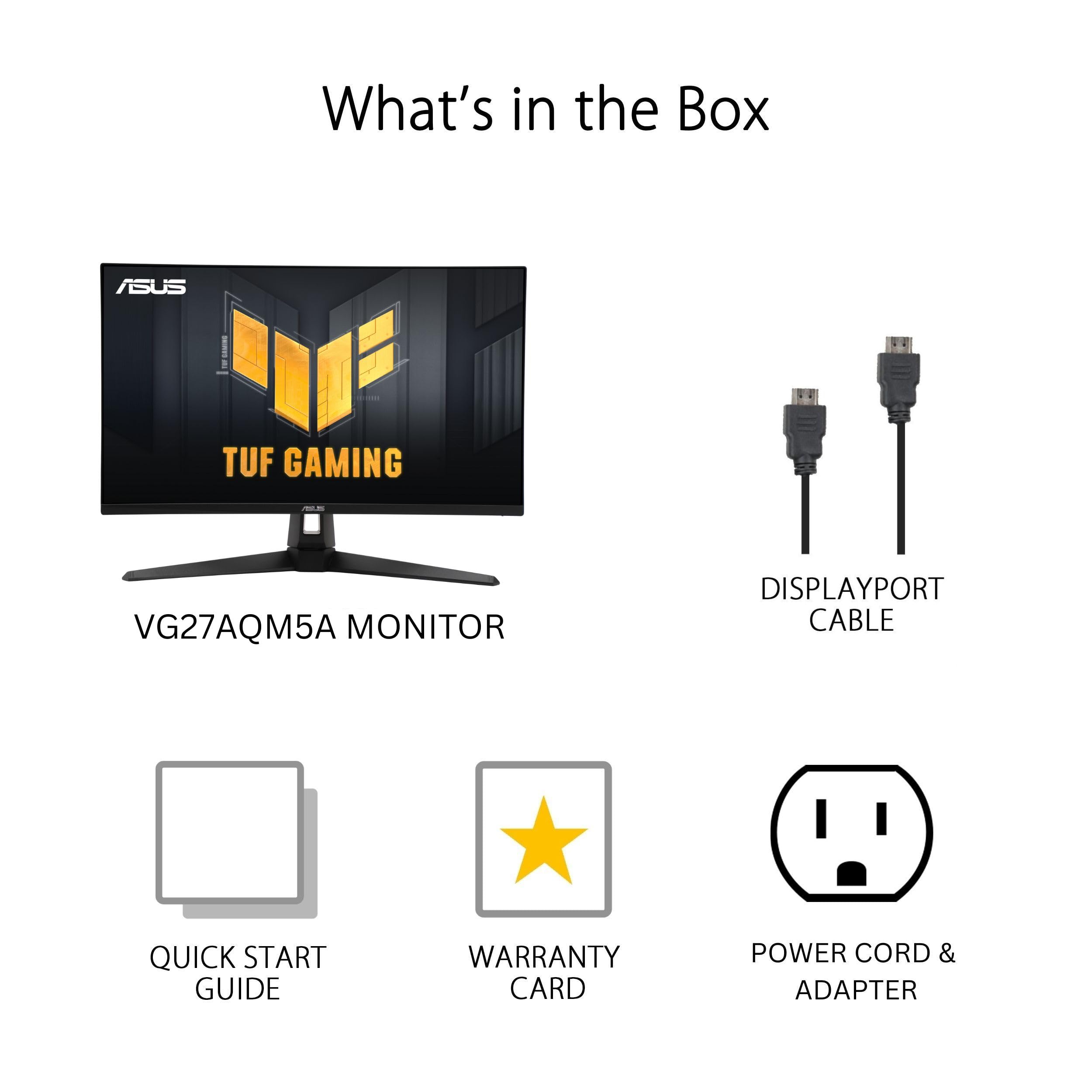 ASUS TUF Gaming 27” 1440P Monitor (VG27AQM5A) - QHD (2560x1440), 300Hz, Fast IPS, Extreme Low Motion Blur Sync, 0.3ms, Speaker, 95% DCI-P3, Shadow Boost, DisplayWidget Center, 3 yr Warranty