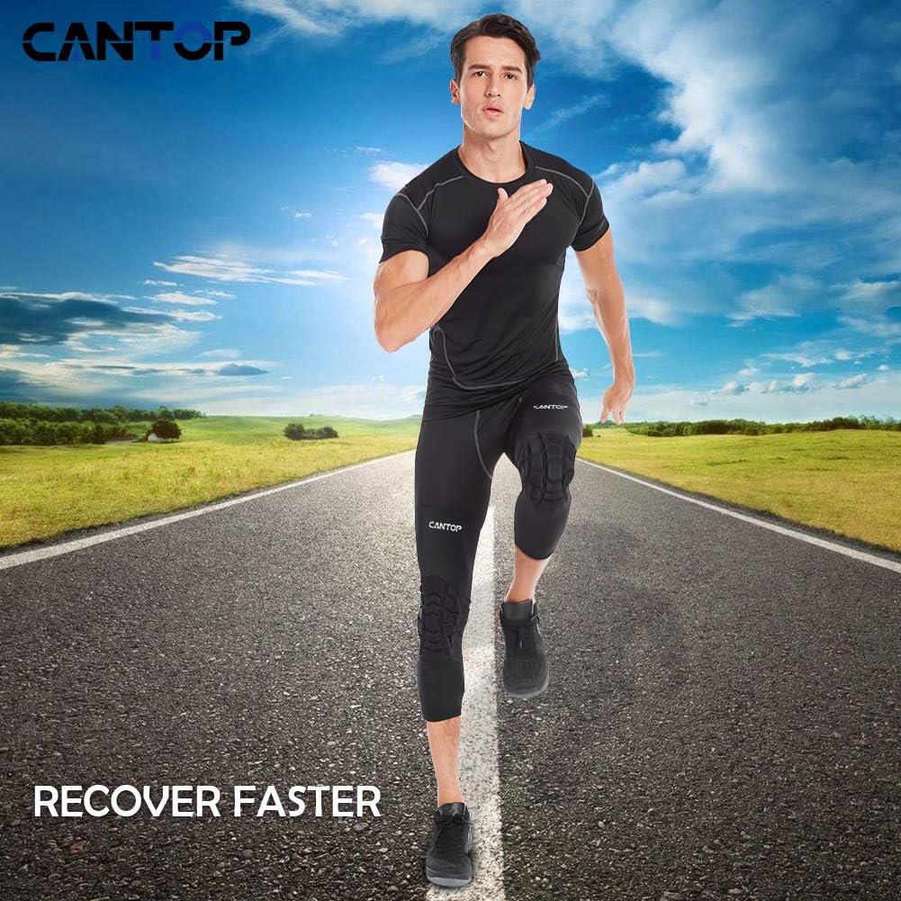 Cantop Compression Knee Pads Leg Sleeve Support Protector Sprots Brace for Volleyball Basketball Football, Sold as Pair : Sports & Outdoors