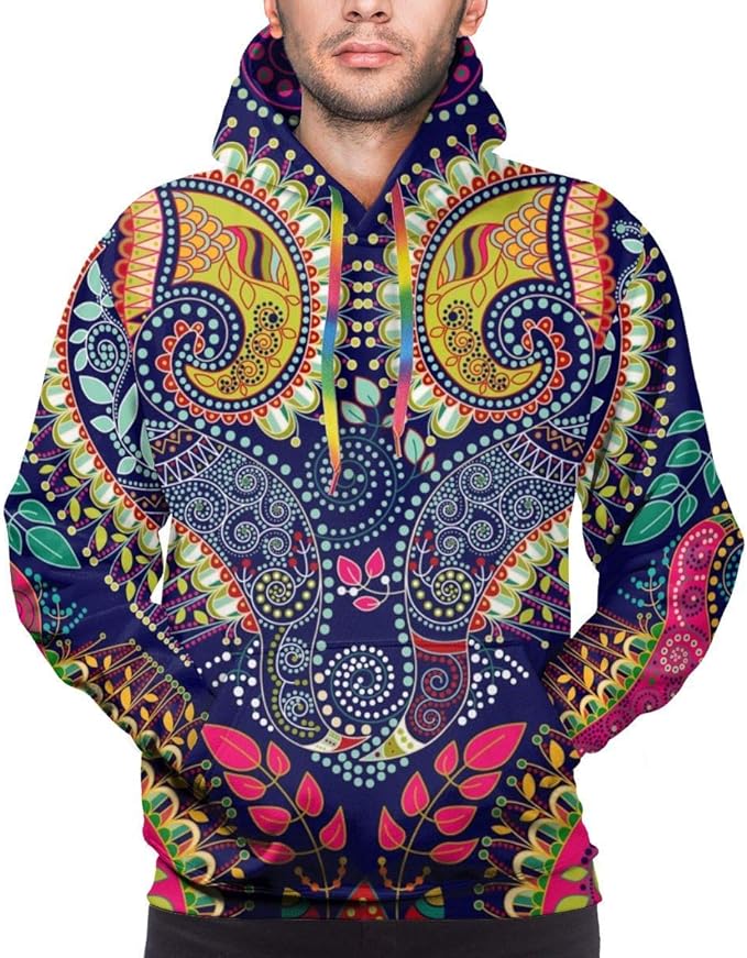 Men's Hoodie Colorful Paisley Sweate Sweatshirt Men's Casual Hoodie