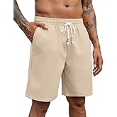 COOFANDY Mens Linen Shorts Casual Drawstring Elastic Waist Lightweight Summer Vacation Beach Shorts
