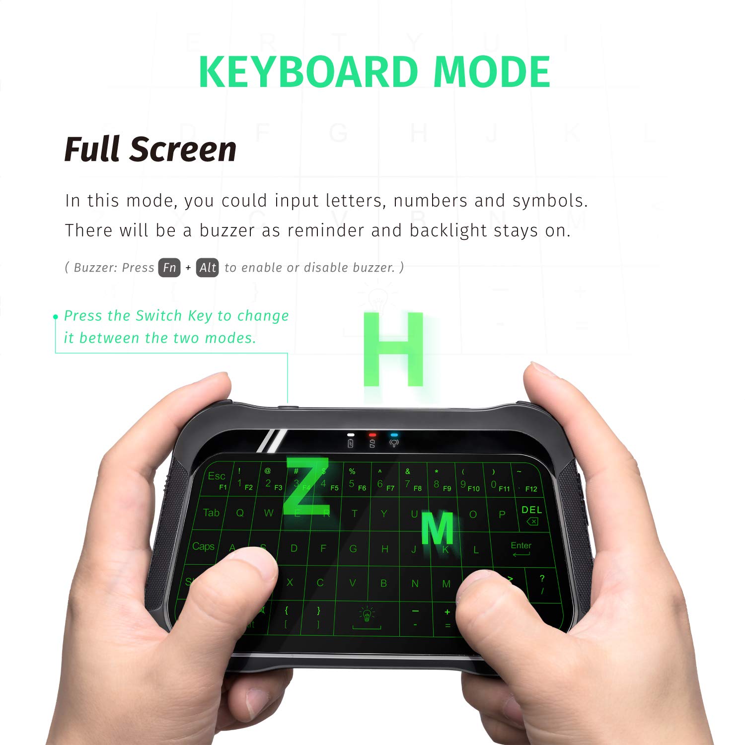 ANEWISH 2.4Ghz Mini Wireless Keyboard with Full Screen Mouse Touchpad, Backlit Mini Keyboard with Air Remote Mouse Combo, Rechargeable Handheld Remote for Android TV Box, IPTV,HTPC, PC,Laptop and more