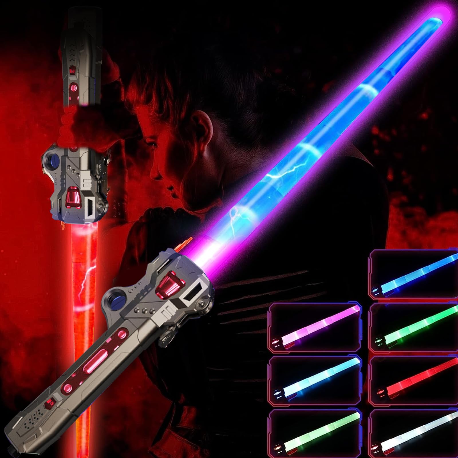 ZYGSEVE Light Saber for Kids - LED Colour Changing Lightsaber Toys With 7 Colors and FX Sounds - Extendable Light Sabers for Halloween Fancy Dress Parties (Bronze)