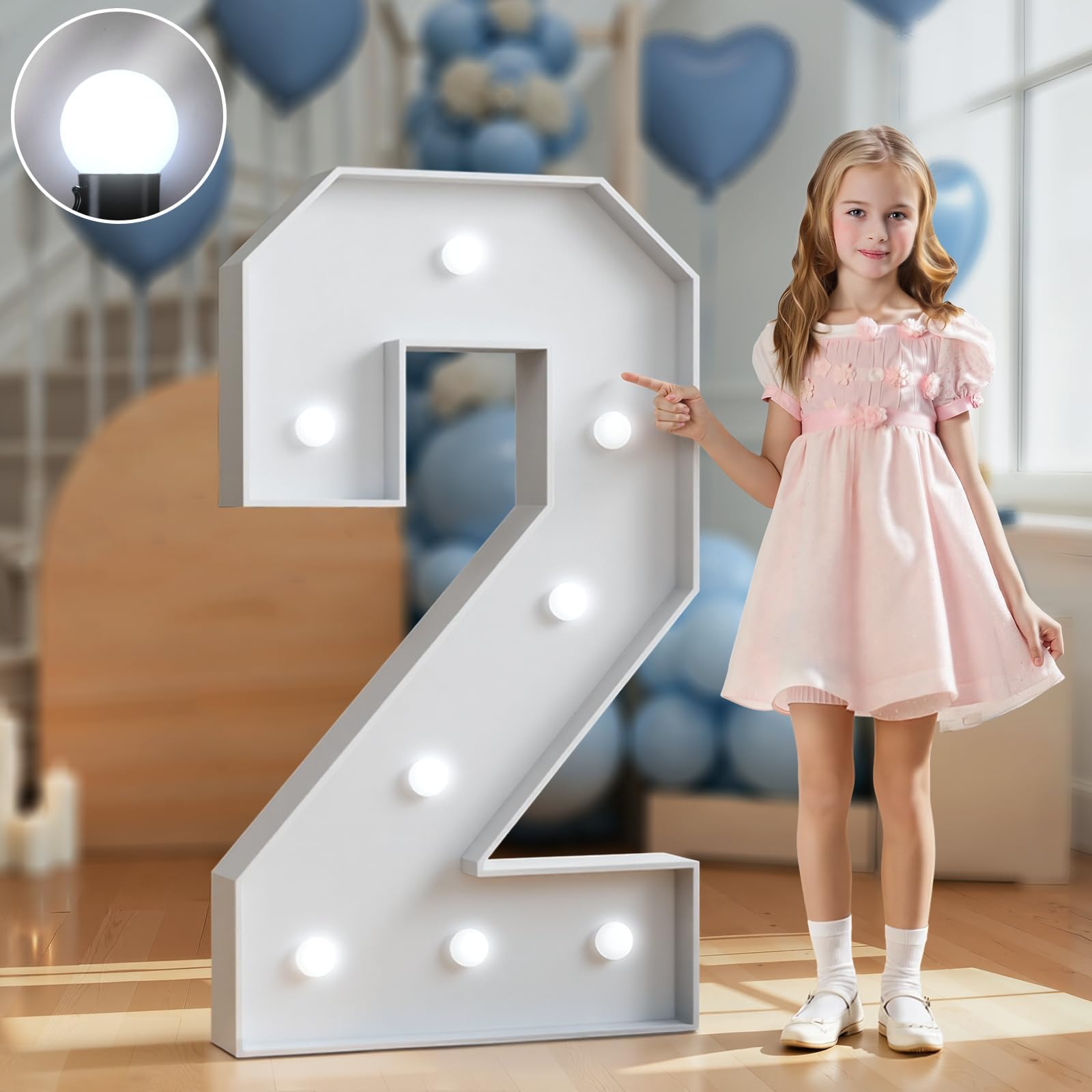 Photo 1 of Marquee Numbers 3 Feet Tall Big Light Up Numbers 2nd 21st 25th Birthday Decorations Graduation Decorations 2025 White Anniversary Party Decor Large Cardboard Prop Backdrop Sign 2