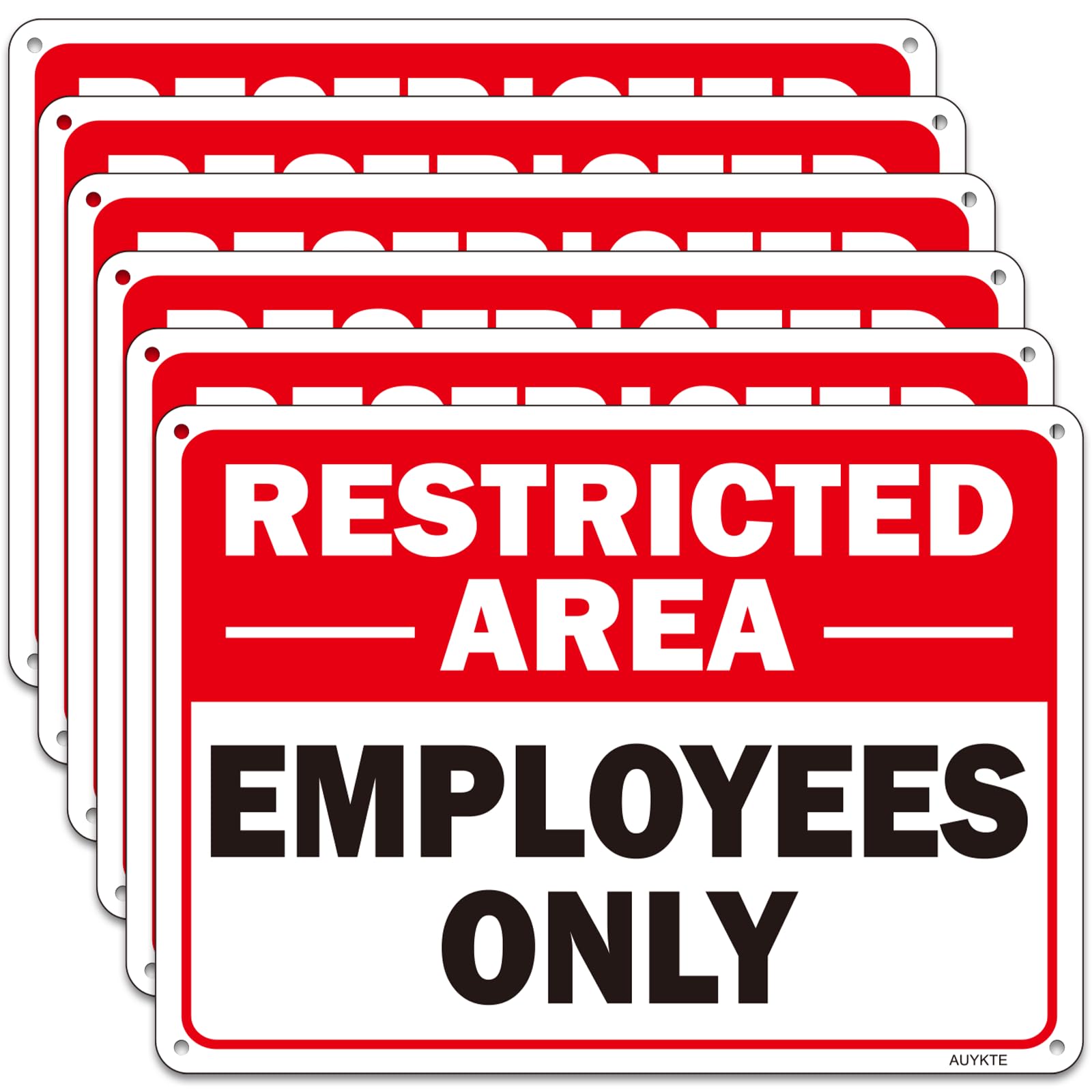 Photo 1 of (6 Pack) Restricted Area Employees Only Sign, 10” x 7” Rust Free Aluminum Reflective Warning Signs, UV Protected, Fade Resistant, Weatherproof, Easy to Mount ? ?