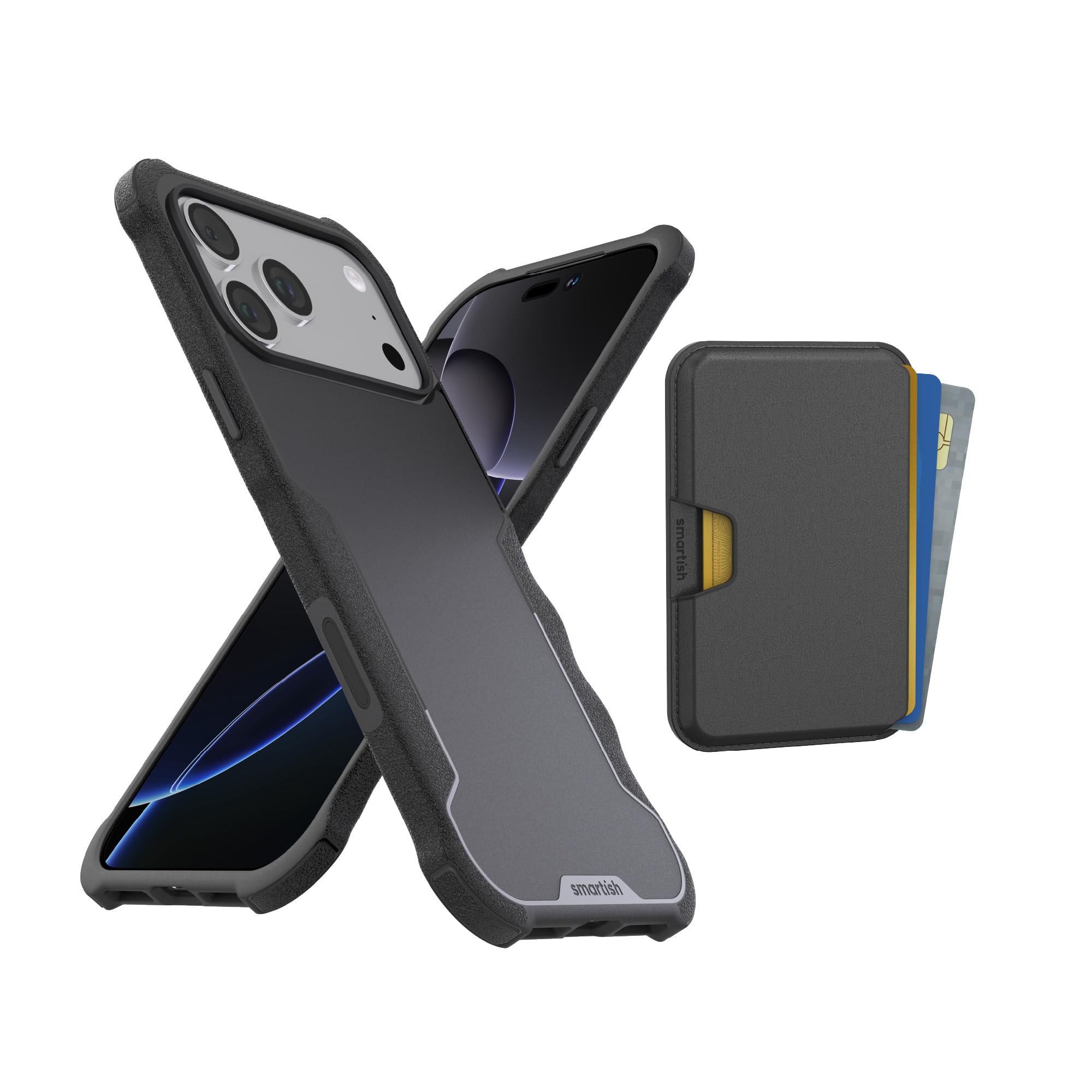 Smartish® iPhone 17 Pro Max MagSafe Case + MagSafe Wallet - Magnetic Protective Case - Heavy Duty Armor Cover + Detachable Extra Strength Magnetic Wallet for Apple iPhone 17 Pro Max - Black Tie Affair Image