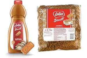 Lotus Biscoff Topping Sauce 2.2 lb (1kg) Squeezy Bottle and Lotus Biscoff Crushed Crumbs 1.6 lb(750g) Ultimate Dessert Bundle by Magic Market