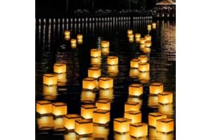 FUELYE 20Pack 5.9" inch Square Floating Candles Lantern Set,Outdoor Decoration Waterproof Floating Lanterns for The Pool,River,Memorials,Wedding,Bar and Parties