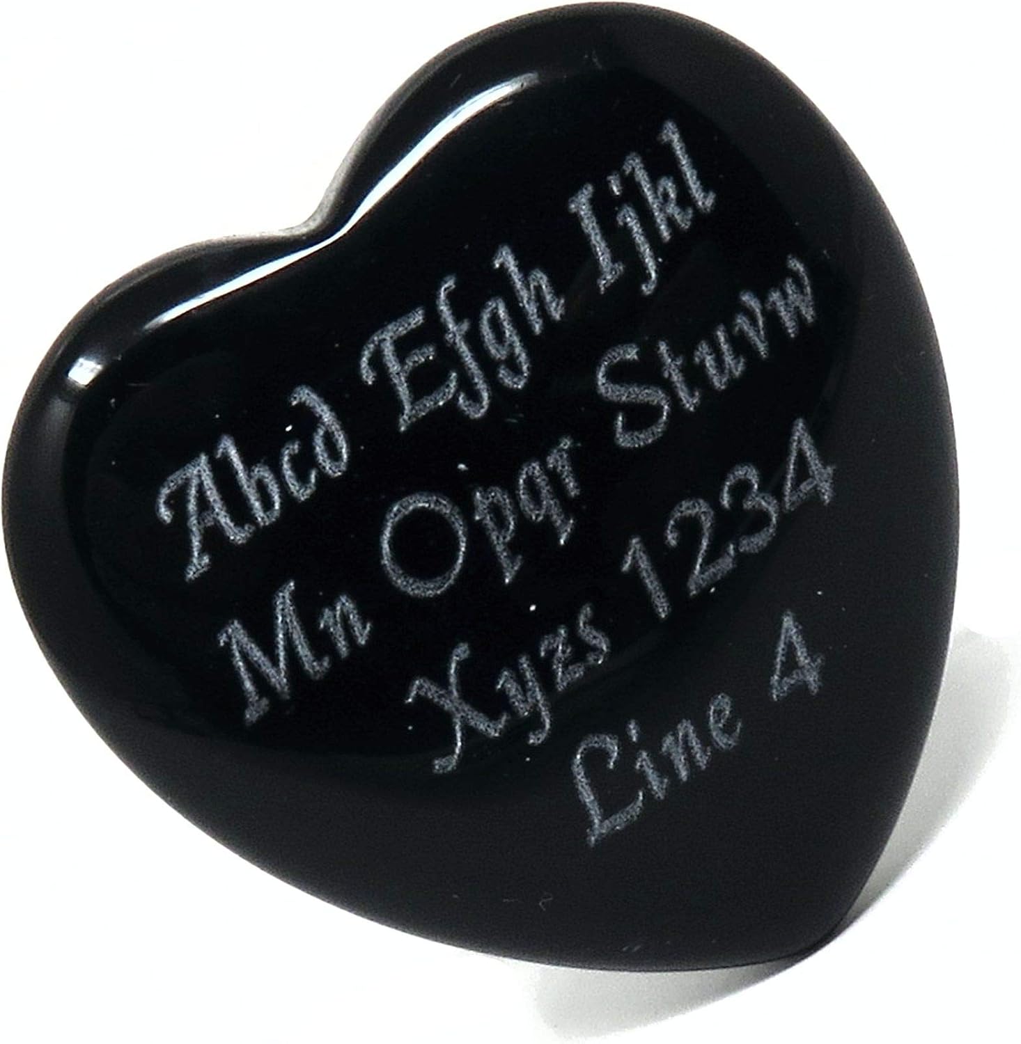 Indoor Fountains & Accessories - Innovative Surface Art Agate Stone Heart 35mm x 10mm Custom Engraved Personalized - No Holes - Pocket Love Stone - Party Favors - Gifts - Puff (Black)