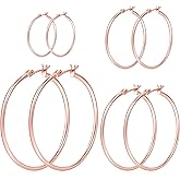 Gokeey Gold Hoop Earrings Set for Women,14k Gold Plated Gold Hoops with Sterling Silver Post Hypoallergenic Thin Hoop Gold Earrings for Girls Trendy Jewelry Gifts