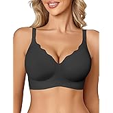 Avidlove Jelly Bras for Women No Underwire Seamless Bralettes Wireless Push Up Scalloped Full Coverage Sports Everyday Bra