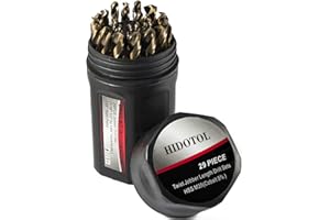 HIDOTOL Cobalt Drill Bit Set 29 PCS - M35 High Speed Steel Twist Jobber Drill Bits for Hardened Metal, Stainless Steel, Cast Iron, Plastic and Wood with Indexed Round Case,1/16"-1/2" by 1/64" THS.