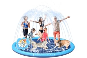 Splash Pad for Kids and Dog, YSJILIDE Non-Slip Large Sprinkler Splash Play Mat, 107" Sprinkler Pool for Outside Backyard Dog Pool