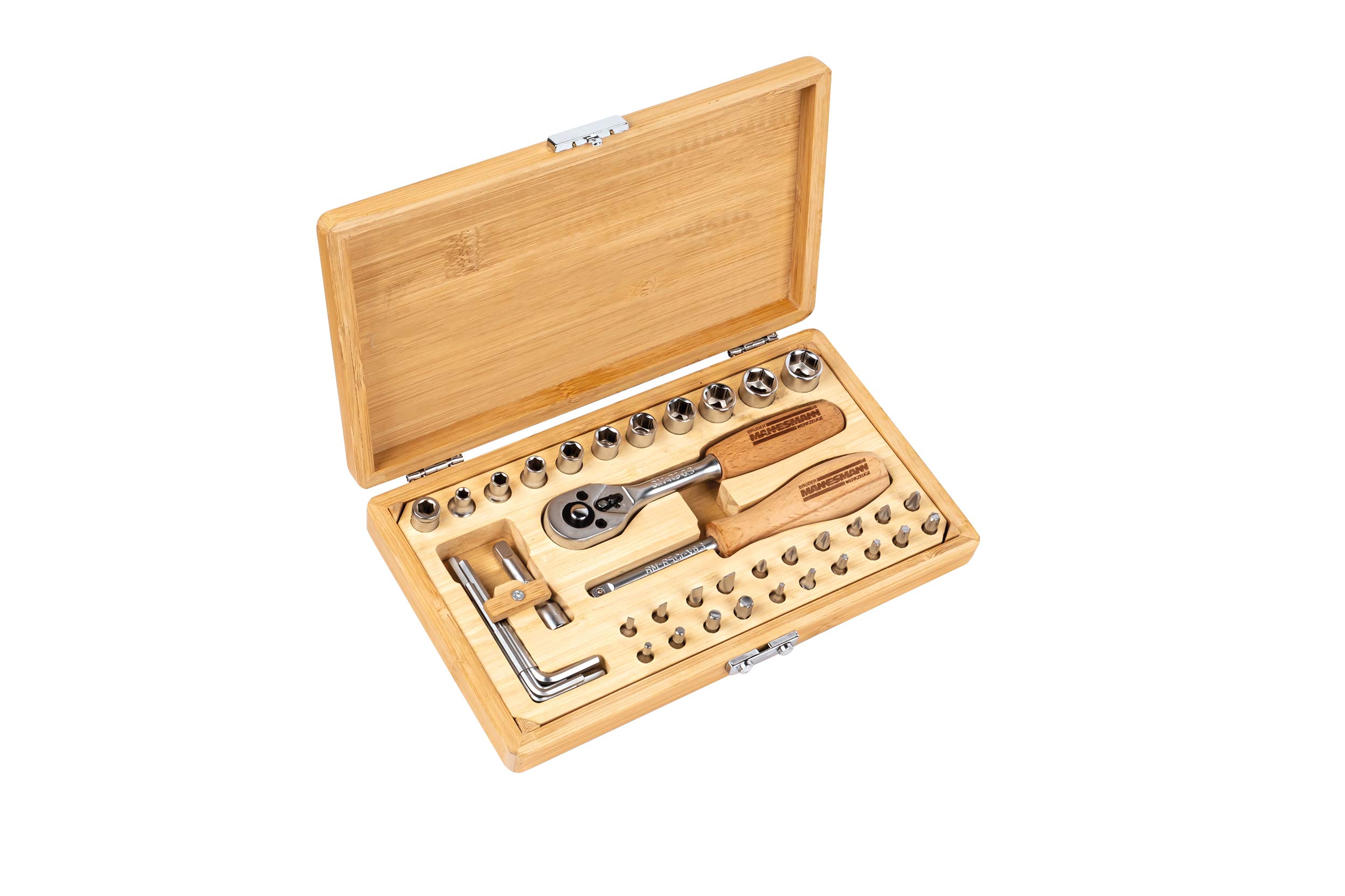 Brüder Mannesmann 41-Piece Tool Set in Bamboo Case