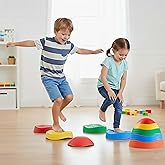Special Supplies Stepping Stones for Kids, 5 Balance Indoor and Outdoor Blocks Promote Coordination, Balance, Strength, Child Safe Rubber, Non-Slip Edging, Stackable