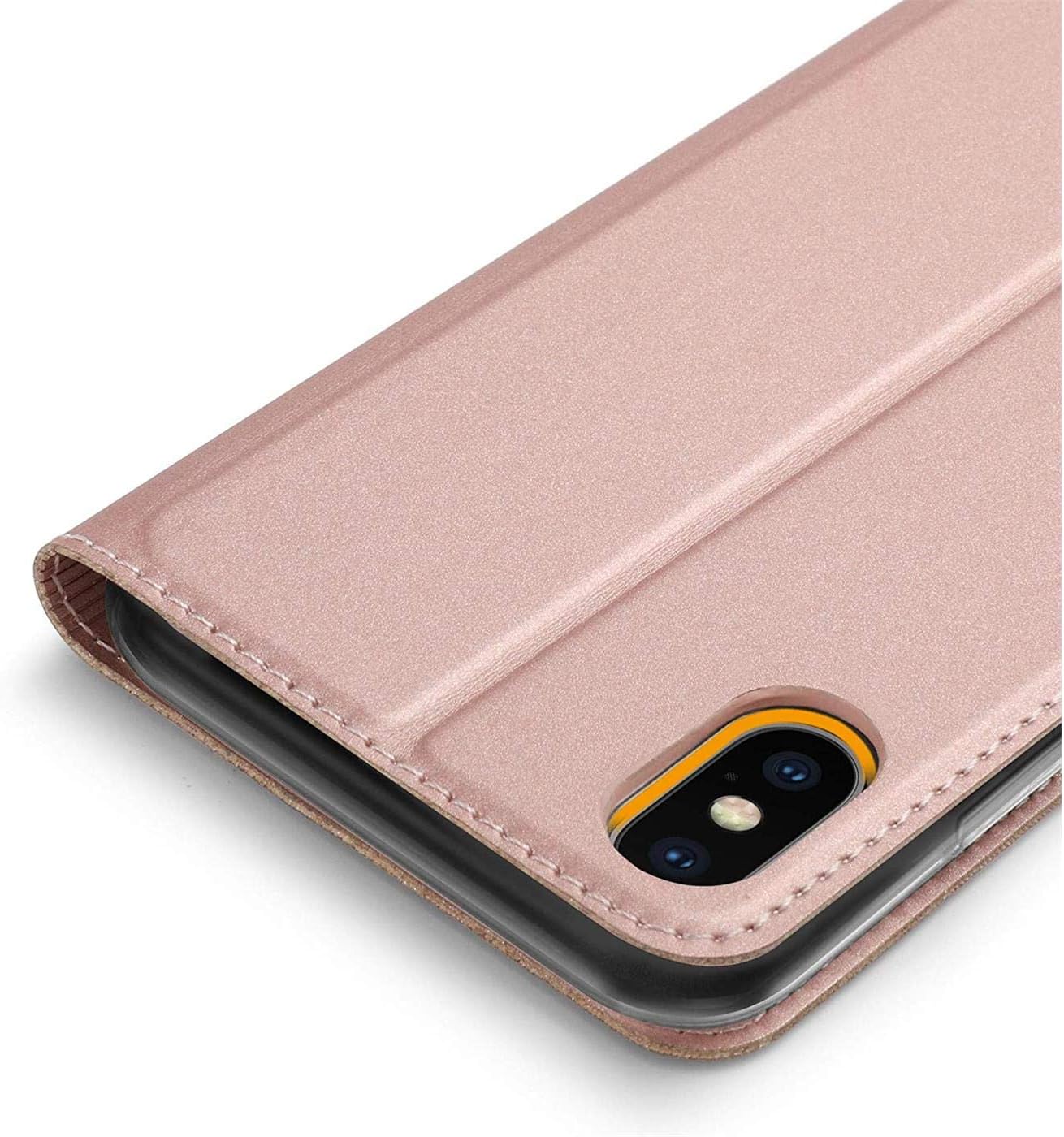 Verco Case compatible with Apple iPhone X, Flip Wallet Cover with Magnetic Closure for iPhone XS Phone Case - rose gold - Image 5