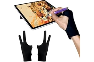 AmberVec Drawing Glove Right Left Hand, Palm Rejection Digital Art Glove for Tablet iPad with Two Finger