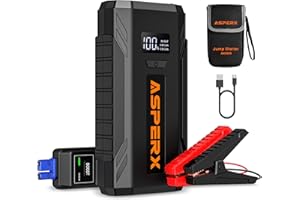 AsperX Booster Pack Jump Starter, 2000A Car Battery Booster Jump Starter (Up to 8L Gas or 6.5L Diesel Engine) 12V Jumper Box 