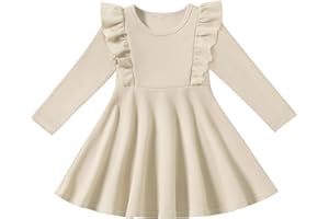NARPLO Toddler Dress Long Sleeve Baby Ruffle Fall Winter Casual Party Birthday Little Girls Dresses for Girls