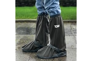 TOMI Waterproof Shoe Covers For Rain，Rain Boot Covers With Zipper,Galoshes Shoe Ponchos,Reusable & Foldable,Non-Slip PVC Snow Boot Covers for Men and Women(Black, XX-Large)