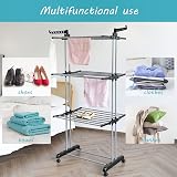 Rainberg 4-Tier Clothes Drying Rack with Wheels, Adjustable Stainless Steel view 5