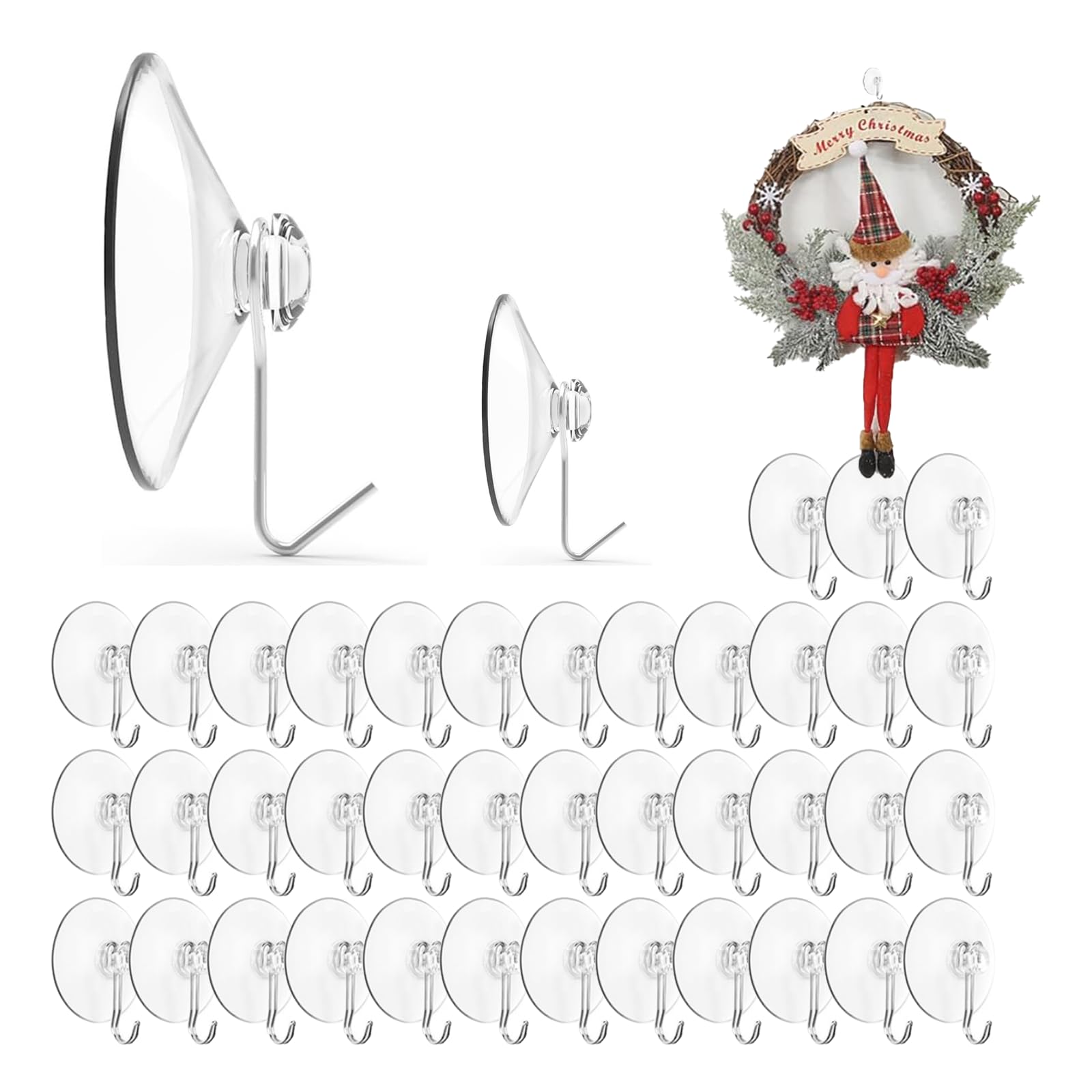 SLshiBo Pack of 40 Transparent Wall Hooks with Suction Cup, Wall Hooks No Drilling Waterproof for Windows Bathroom Kitchen for Hanging
