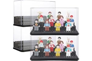 4PCS Minifigures Display Case for Action Figures Blocks Collectibles, Clear Acrylic Display Box for Lego Lovers, Dustproof Bu