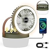 EJYTRVT Solar Camping Fan with LED Light – Rechargeable Portable Fan with 3 Speeds, 4 Lighting Modes, USB & Solar Powered, Foldable & Hanging Tent Fan for Camping, Travel, Beach, RV, Camper