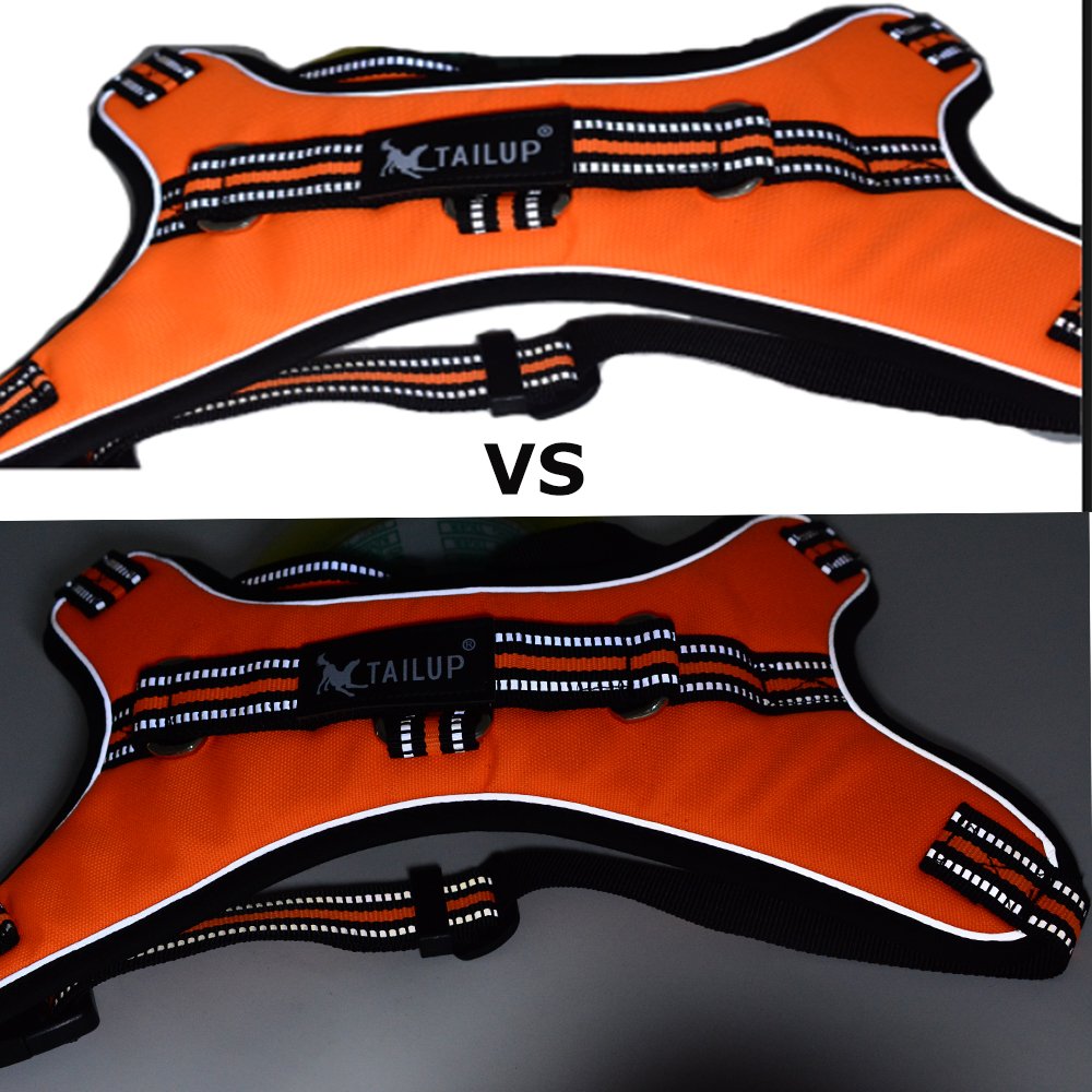 Santune Dog Harness Vest No Pull Adjustable Heavy Duty Oxford 3M Reflective Safety Pet Harnesses with Handle for Small Medium Large Dogs Walking Traveling Training (Orange, L)