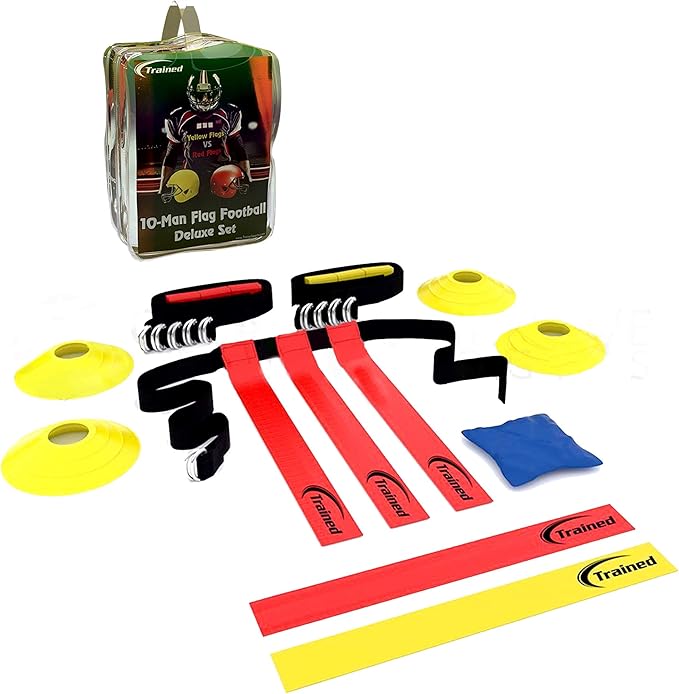 Trained Flag Football Set,10 man Set,Premium Football Gear, Massive 46