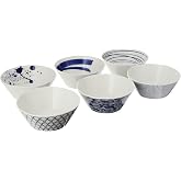 Royal Doulton Porcelain Pacific Mixed Patterns Bowls Set of 6, Blue/White, 5.9"