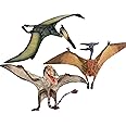 Gemini&Genius 3pcs Pterodactyl Action Figures Realistic Flying Dinosaur Pteranodon Dino Toys Pterosaur Model Toys Cake Toppers Set for Kids