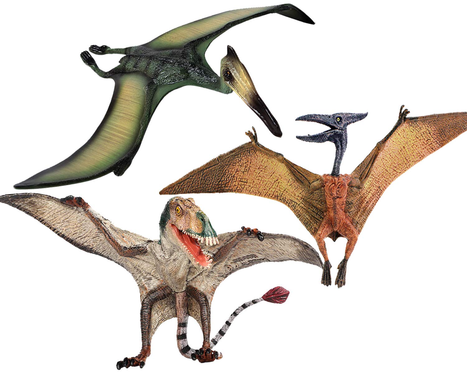 Photo 1 of Gemini&Genius 3pcs Pterodactyl Action Figures Realistic Flying Dinosaur Pteranodon Dino Toys Pterosaur Model Toys Cake Toppers Set for Kids