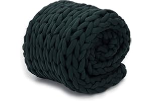 Nuzzie Chunky Knit Blanket - Breathable, Cooling, Hand Made Knit Throw Blanket for Sleep - Machine Washable, Stylish Decor Design (Forest Green, Throw | 12lbs | 44" x60)