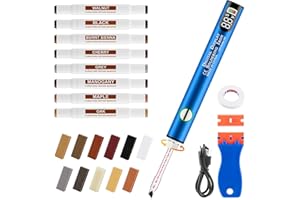 Vinyl Hardwood Repair Kit with Upgraded Heat Pen Display, Laminate Floor Repair Kit Hard Wax Wood Dual Tip Furniture Touch Up