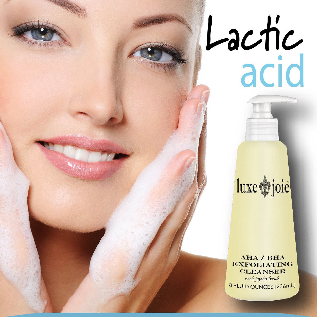 AHA BHA Exfoliating Cleanser 8 oz Exfoliating Jojoba Beads Acne Face