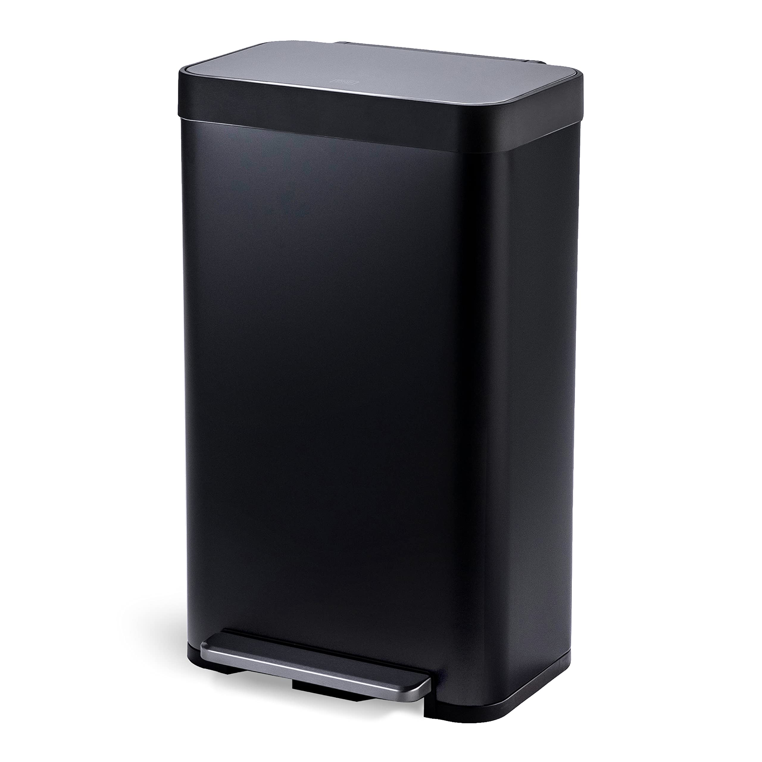 Photo 1 of **************DENTED ON THE SIDE****************
Home Zone Living 18.5 Gallon Large Capacity Kitchen Trash Can, Tall Stainless Steel Liner-Free Body, 70 Liter Capacity, Matte Black, Virtuoso Series