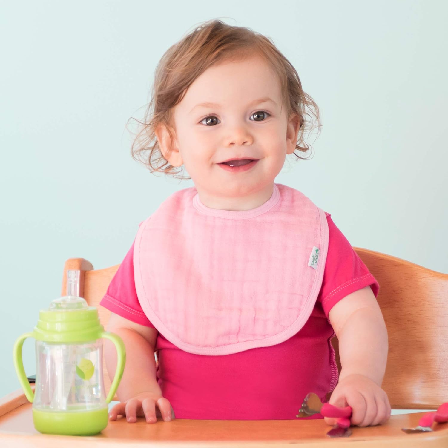 green sprouts Muslin Bibs made from Organic Cotton (5 pack)| 4 absorbent layers protect from sniffles, drips, & drools | 100% Organic cotton muslin, Adjustable snap closure, Machine washable : Baby