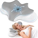 Cervical Neck Pillow for Pain Relief, Ergonomic Contour Pillow for Sleeping, 2 Heights Cooling Pillow for Neck and Shoulder Support, Memory Foam Orthopedic Pillow for Side Back Stomach Sleepers
