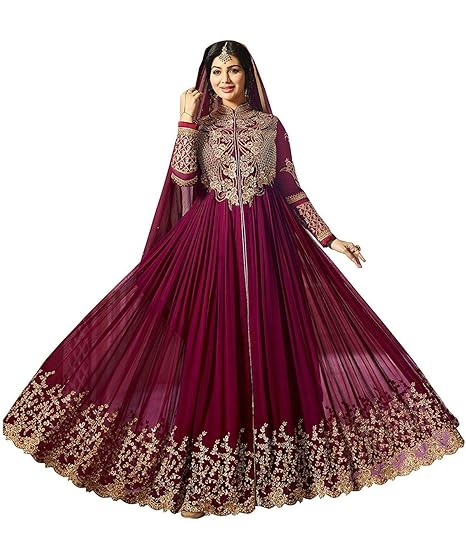 Womens Purple georgette Fashionable Semi-Stitched Anarkali Dress