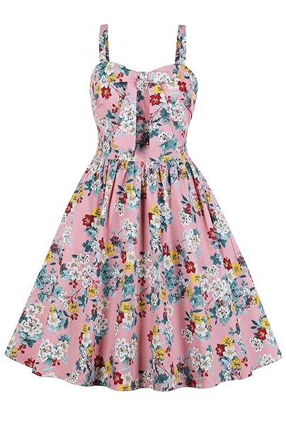 Geblümtes Kleid Rosa Sommerkleid Kurz Freizeitkleid Geblümt Print Dress