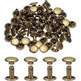 uxcell 120Set Leather Rivets, 8mm Double Cap Rivet Tubular Metal Studs Repairs Decoration Craft Accessories for Repair Decorate Leather Craft Belt Bag Shoes Purse Belts, Bronze