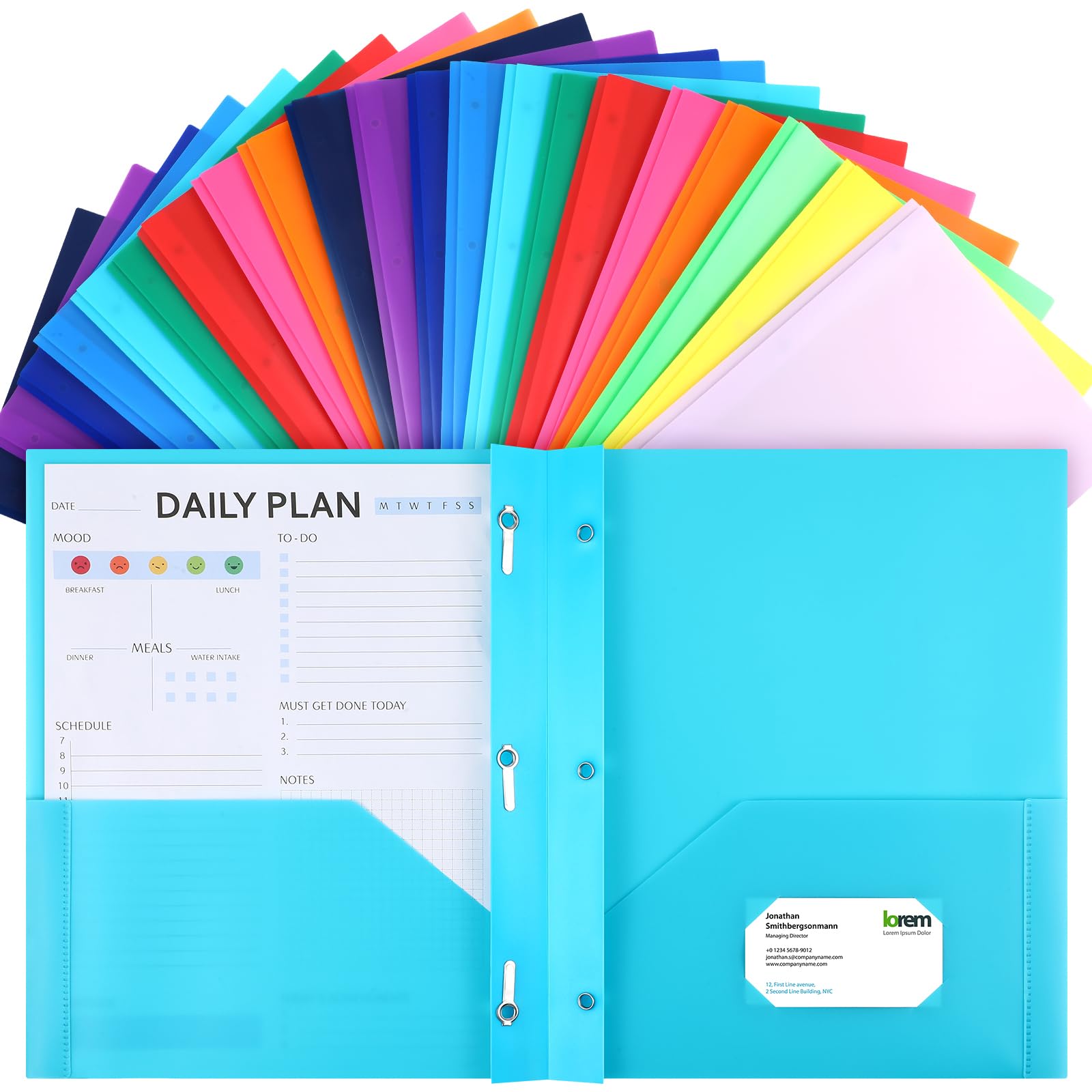 Photo 1 of Cholemy 36 Pcs Plastic Pocket Folders with Prong 2 Heavy Duty Pockets Folders with 3 Prongs Letter Size Paper Folders Bulk File Plastic Folders with Fasteners for Office Workers (Colorful)