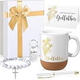LemonRoad Godfather Proposal Gift Set God Father Appreciation Gift Father God Mug Keychain Bracelet Forever in My Heart Card for Easter Baptism Favor(White,Godfather)