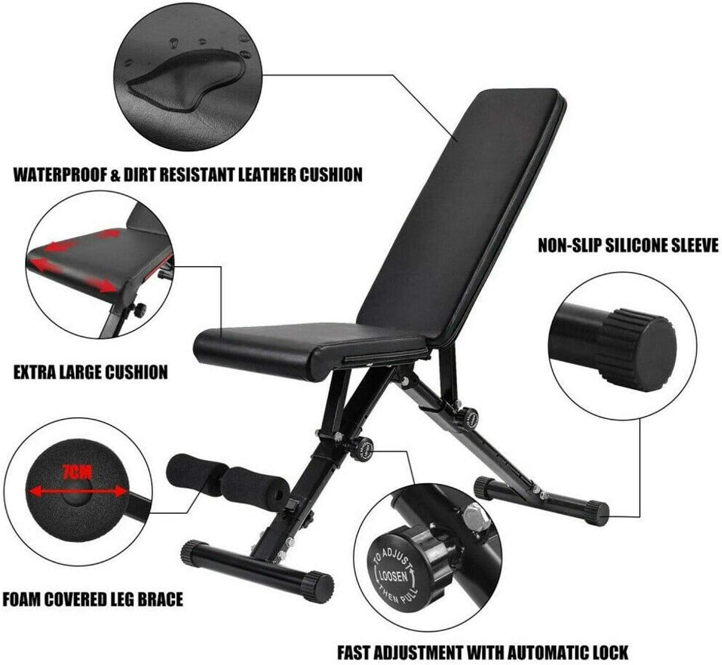 Max Strength Adjustable Weight Lifting Utility Bench (Flat, Incline