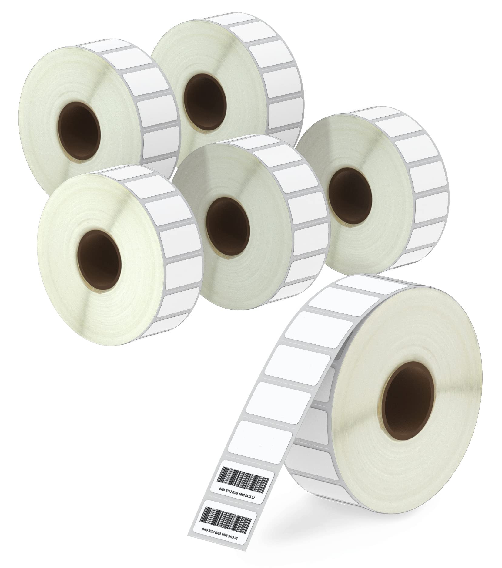 BETCKEY - 25mm x 13mm(1 in x 0.5 in) Small Thermal Labels, 2430 Perforated Stickers per Roll Compatible with Zebra & More Printers [6 Roll/14580 Labels]