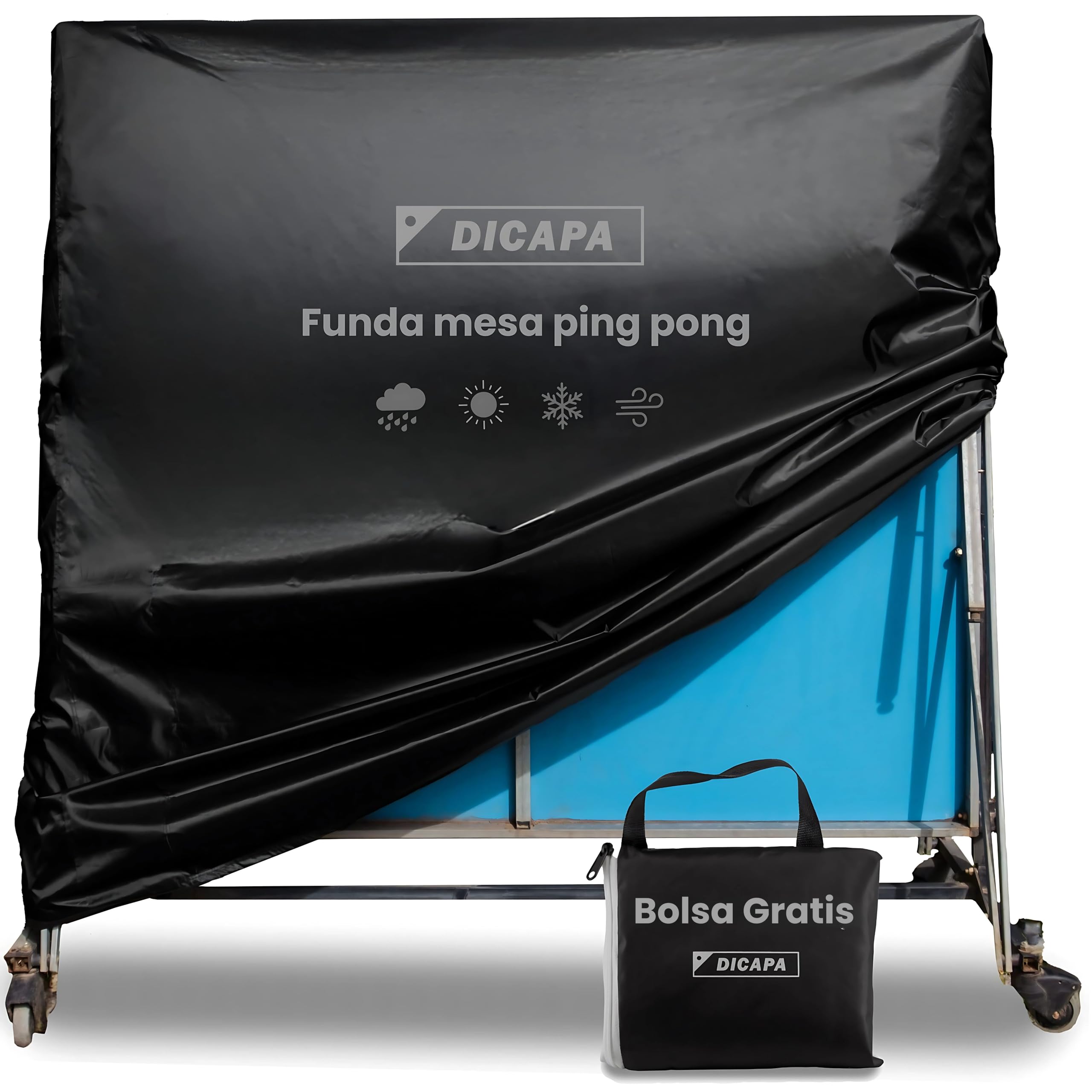 DICAPA Table Tennis Table Cover, Waterproof and Resistant, 165 x 70 x 165 cm