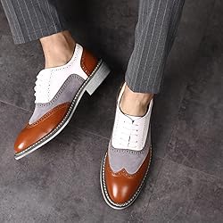 Men's Two Tone Patchwork Brogue Oxfords Shoes