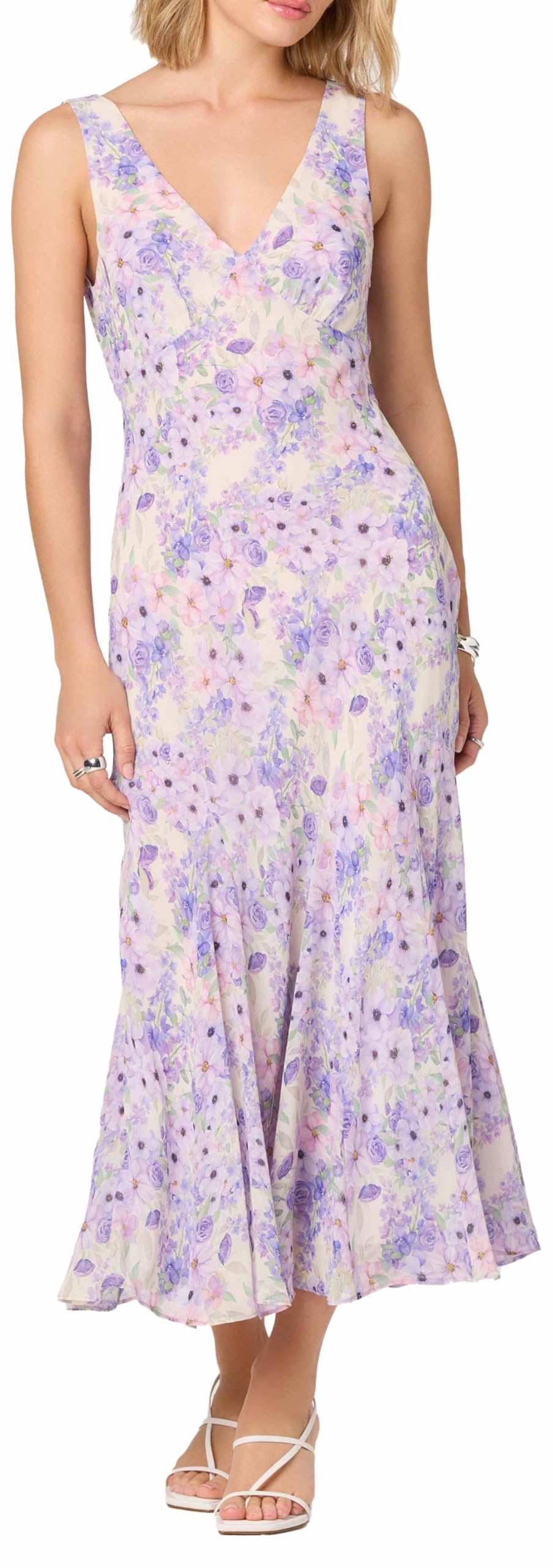 Photo 1 of ASTR The Label Women's Symone Dress, Purple Floral, S
